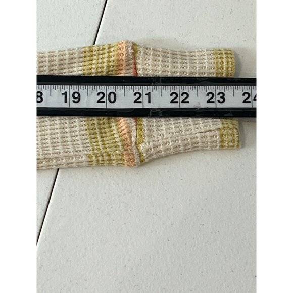 SO Top Womens Small Shirt Waffle Knit Fall Mock Neck Zip Tan Orange Striped - Picture 12 of 14